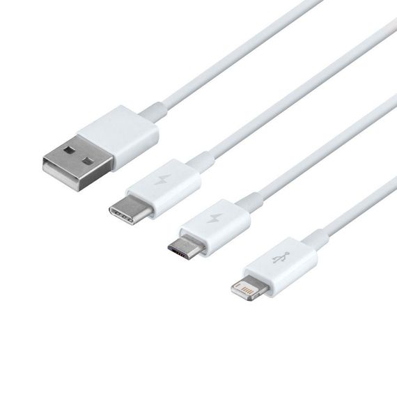 Кабель USB Baseus USB to Micro / Lightning / Type-C 3.5A 1.5m CAMLTYS Колір Бiлий, 02