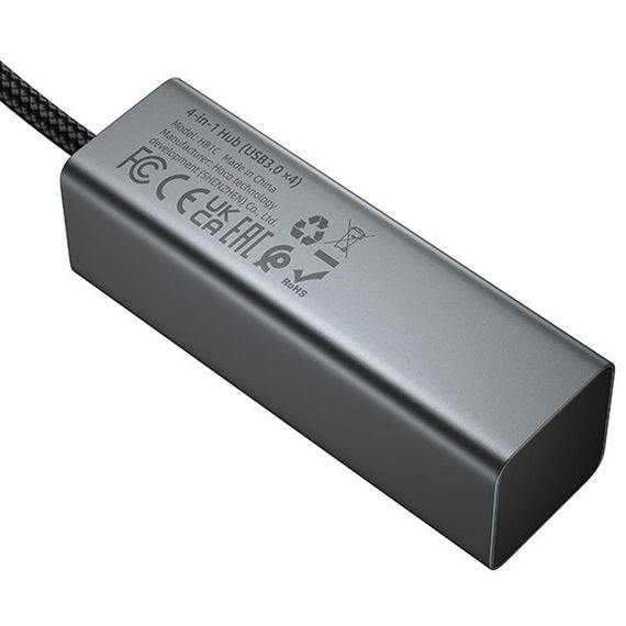 Перехідник HUB Hoco HB1C 4in1 (Type-C to 4xUSB 3.0) (0.2m) Metal gray | Зображення 6