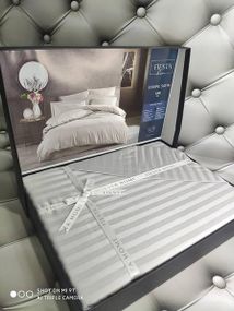 Постельное белье Fiesta line gri Сатин-страйп Хлопок Евро размер (4 наволочки)