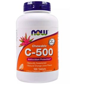 Витамин C NOW Foods Chewable C-500 100 Tabs Natural Orange Juice Flavor NF0630