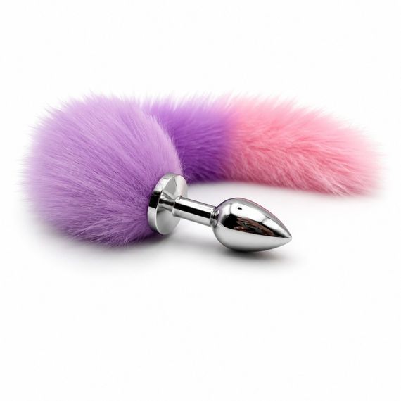 Анальная пробка металлическая DS Fetish с фиолетово-розовым лисьим хвостом, XS Sex Aura | Зображення 2