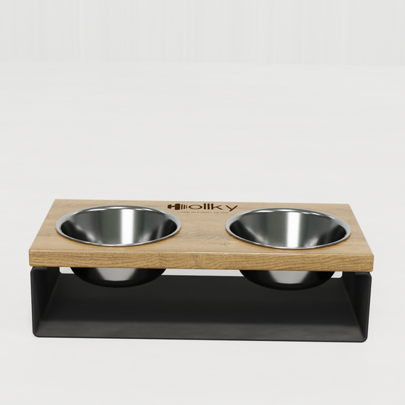 Миски на подставке из цельного металлического листа для собак и котов Hollky SteelWood S (2 × 0,45 л) SWS-36188-GRNT | Зображення 6