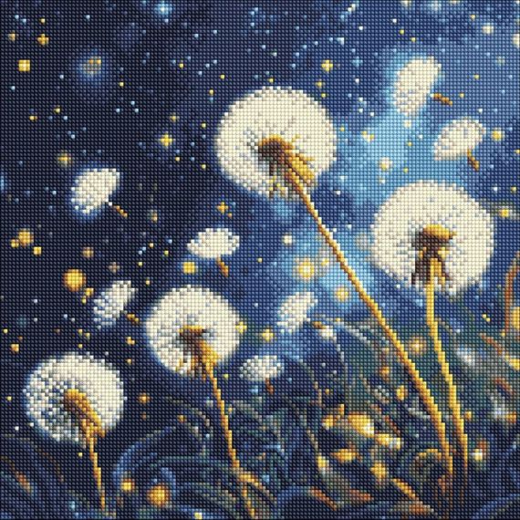 Алмазная мозаика "Летучие одуванчики в вечернем небе" ©art_selena_ua AMO8207, 40х40 см