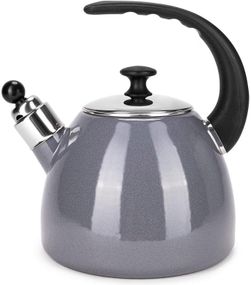 Чайник емальований Kamille "Boiling Water" 2.5л зі свистком, індукційний, сірий