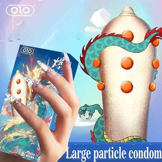 Презервативы с шипами супер тонкий OLO Nine Dragon 2 шт | Зображення 1