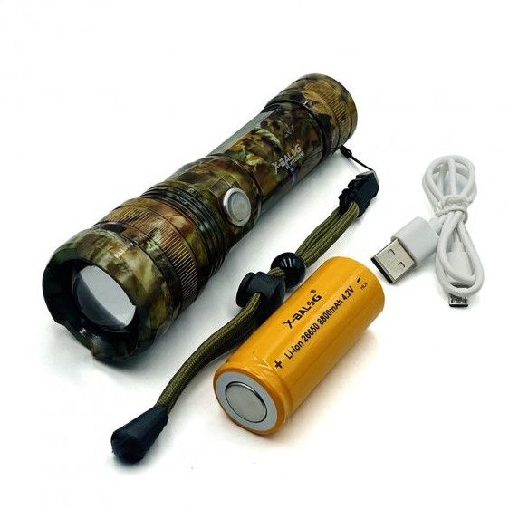 Кишеньковий ліхтар з USB заряджання Bailong BL-P512M-P90, Тактичні ліхтарі для полювання, Ліхтарик тактичний EM-838 акумуляторний | Зображення 5