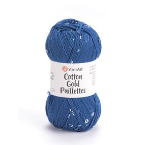 Yarnart COTTON GOLD PAILLETTES No 7111 синий Коттон Голд Пайетка Пряжа хлопок с пайеткой, нитки для вязания