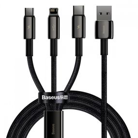 Кабель Baseus Tungsten One-for-three Fast Charging Data 3-in-1 (Micro USB+Lightning+Type-C) 3.5, 1.2 м