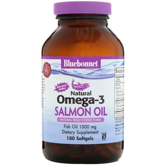 Жир лосося Bluebonnet Nutrition Natural Omega-3 Salmon Oil 1000 mg 180 Softgels BLB0953