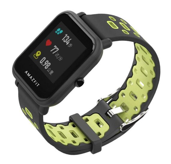Спортивний ремінець Primo Perfor Classic для годинника Xiaomi Huami Amazfit Bip / Amazfit GTS - Black&Green | Зображення 1