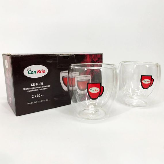 Набор кружок с двойной стенкой, Стаканы и кружки с двойным дном, Набор подарочных чашек из стекла ER-46 | Зображення 7