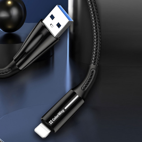 Кабель USB Lightning ColorWay CW-CBUL035-BK 2,4A 1м чорний | Зображення 4