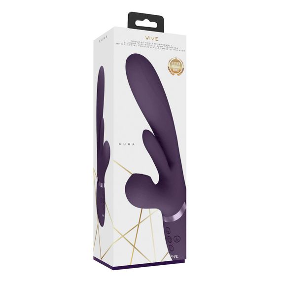 Вібратор-кролик Vive Kura фіолетовий для стимуляції точок G A U та клітора багатофункціональний | Зображення 6
