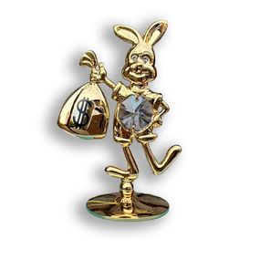 Статуетка Rabbit with Money Bag зі стразами Swarovski gold