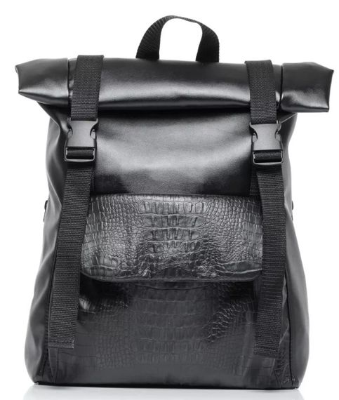Рюкзак ролл Sambag унісекс RollTop Milton принт крокодила з клапаном чорний 41 х 30 х 16 см (24251070)