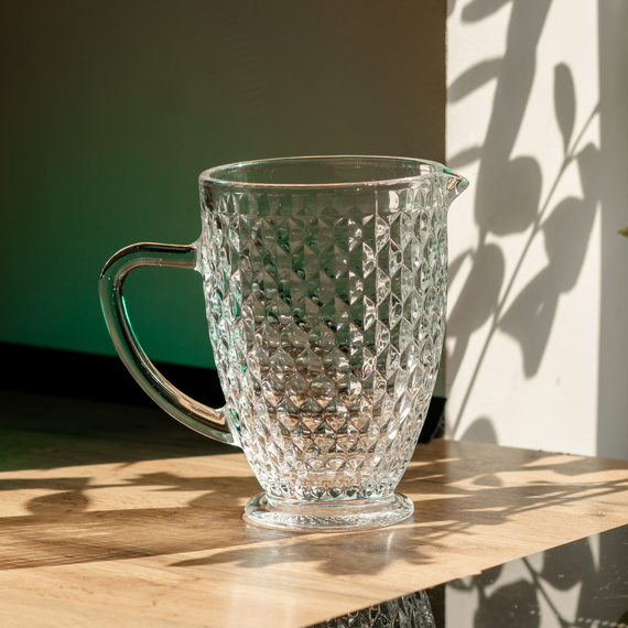 Кувшин для напитков 1 литр для компота, мохито, лимонада, сангрии прозрачный стеклянный кувшин с ручкой HP-19-102 | Зображення 3