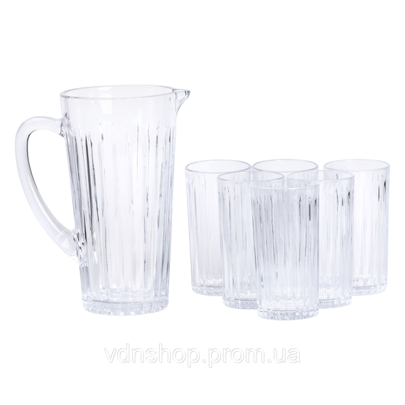 Кувшин 1.2 литра со стаканами 6 штук по 320 мл графин для компота сока воды лимонада HP-19-5