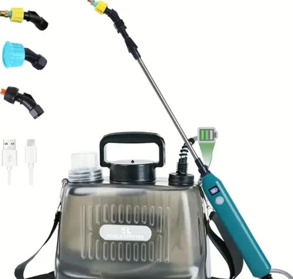 Универсальный портативный электрический опрыскиватель с телескопической палочкой 5л | Зображення 1