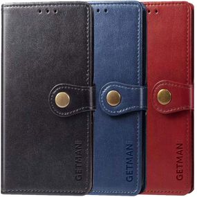 Шкіряний чохол-книжка GETMAN Gallant (PU) для Oppo A74 4G Штучна шкіра, Чохлі, Червоний, Штучна шкіра, Слот для візитки, Чохол книжка