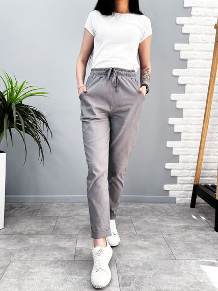 Женские легкие льняные брюки укороченные GF1702 цвет серый, размер 42 | Зображення 2