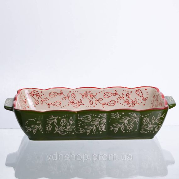Форма для випікання Vintage 28×17×5 (см) прямокутна форма для випікання в духовці з ручками Зеленая HM05-10 | Зображення 5