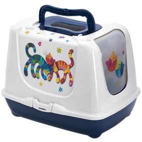 Moderna Trendy Cat туалет закрыт для кошек, 50 см х 39 см х 37 см, синий