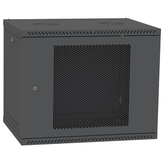 IPCOM 9U 600x450 Шафа телекомунікаційна двері перф (чорна) - Серверні шафи