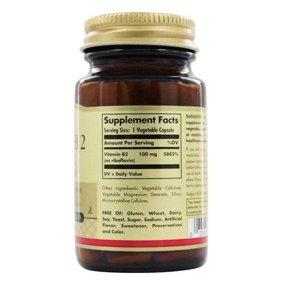 Рибофлавин Solgar Vitamin B2 100 mg 100 Veg Caps | Зображення 1