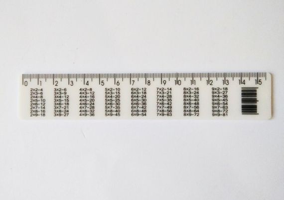 Лінійка біла з таблицею множення 15 см | лінійка 15 см |