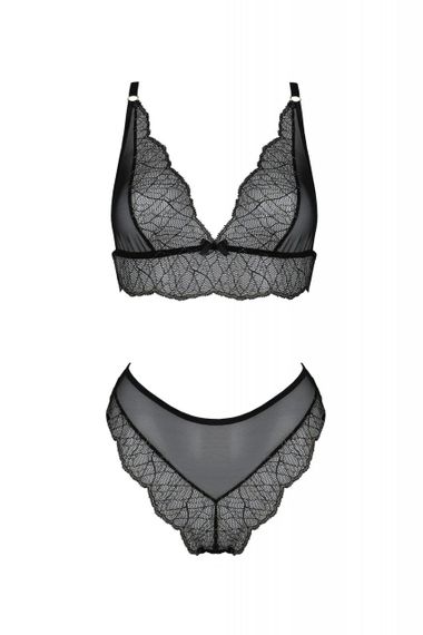 Комплект белья Passion AMBERLY SET 6XL/7XL black, лиф, трусики бразилиана, люрексовая нить sexstyle | Зображення 2