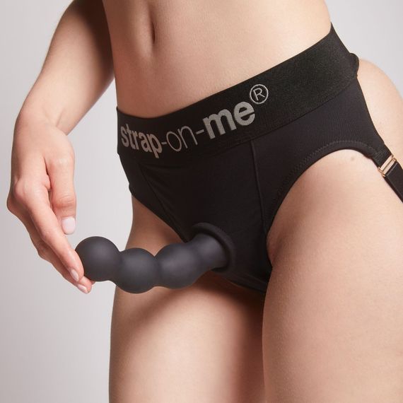 Насадка для страпона Strap-On-Me Dildo Plug Balls Black XL | Зображення 5