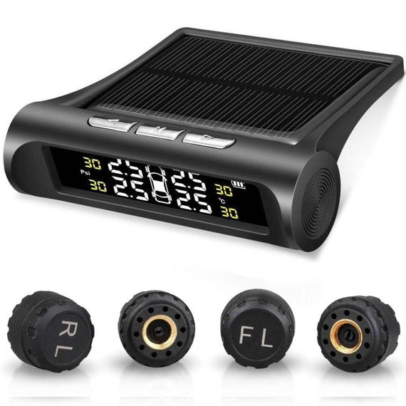 Система контролю тиску в шинах із зовнішніми датчиками TPMS+SOLAR / Датчик тиску шин із сонячною батареєю