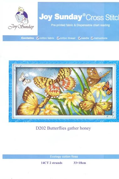 Набір для вишивання за нанесеною на канву схемою "Colorful butterflies". AIDA 14CT printed, 38*33 см | Зображення 1