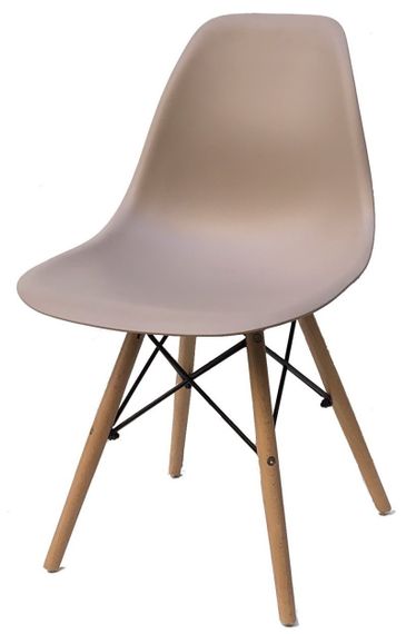 Стул обеденный пластиковый на буковых ножках Nik N Eames DSW, цвет сиденья Бежевый 08