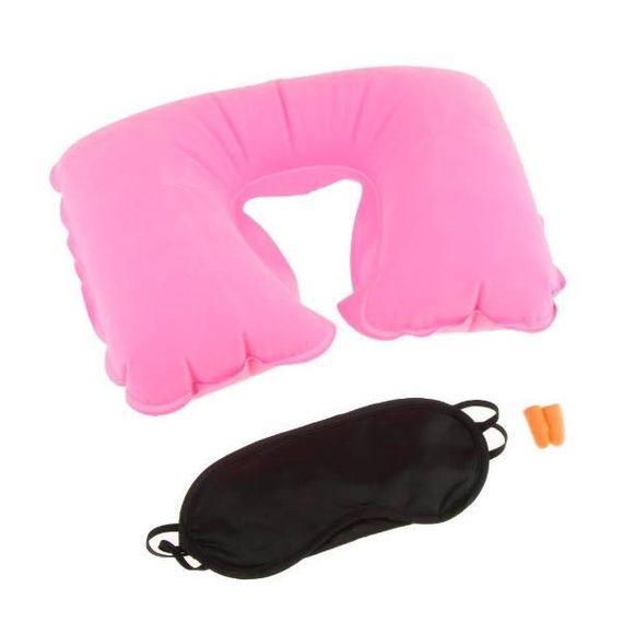 Набір маска та подушка для подорожей + беруші Рожевий