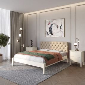 Полуторне дерев&#039;яне ліжко Mebigrand Рим ДК Айворі (S0505Y30R)/Аляска 23 (Бежевий) Б3 120х200 см (MBG-4932)