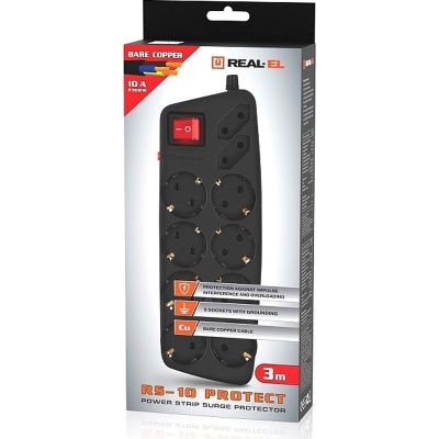Сетевой фильтр питания REAL-EL REAL-EL RS-10 Protect, 3m, black (EL122300039) | Зображення 7