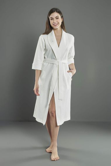 Жіночий трикотажний халат Nusa 0493 кремовий 3XL | Зображення 6