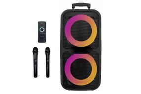 Акумуляторна акустична система XPRO  ZXX-7575  валіза 150Вт USB, SD, FM радіо, Bluetooth, 2 радіомікрофона, ДУ чорна (ZXX-7575)