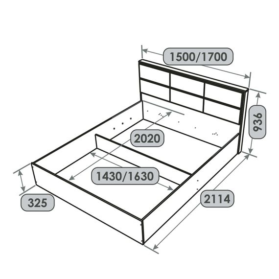 Ліжко двоспальне Еверест КЛ-1600 Лайт (ламельний каркас) 160х200 см Дуб Крафт білий | Зображення 6