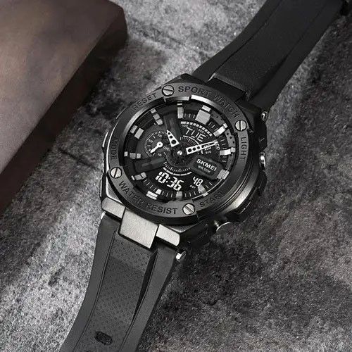 Годинник наручний чоловічий SKMEI 2101BK, армійський годинник протиударний, оригінальний чоловічий TH-677 годинник спортивний | Зображення 2