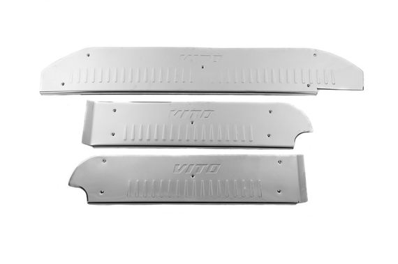 Накладки на внутренние пороги V5 (Carmos) 3 шт, Carmos - Турецкая сталь для Mercedes Vito W639 2004-2014 гг