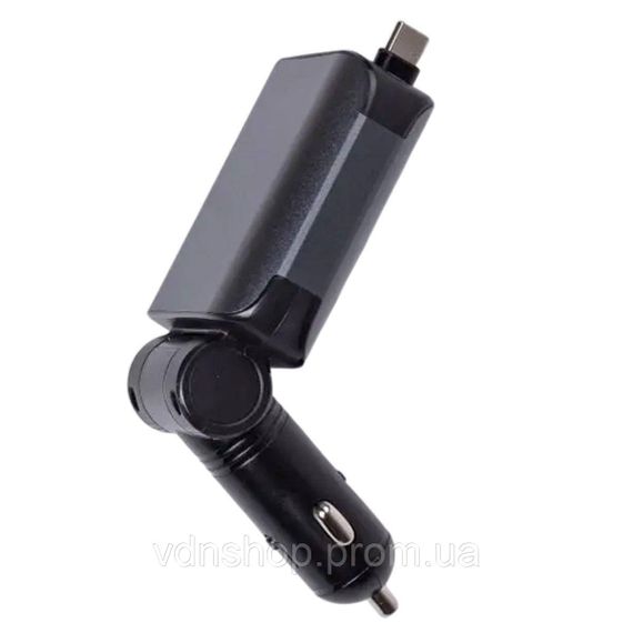 Автомобильное зарядное устройство LED-проекция, с быстрой зарядкой и выдвижным кабелем Type-C HP-E1 | Зображення 3