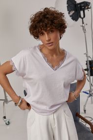 Футболка з мереживними вставками - лавандовий цвет, ONE SIZE (є розміри)