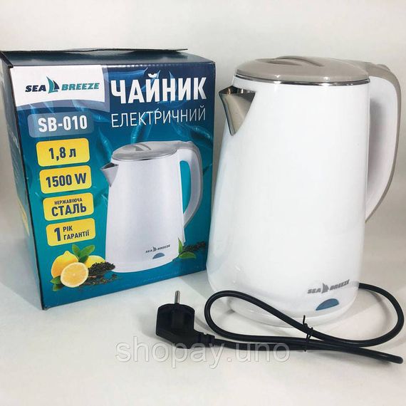 Потужний чайник для кип'ятіння SeaBreeze SB-010 2000Вт 1.8л, Бездротовий електричний чайник ZR-16 | Зображення 1