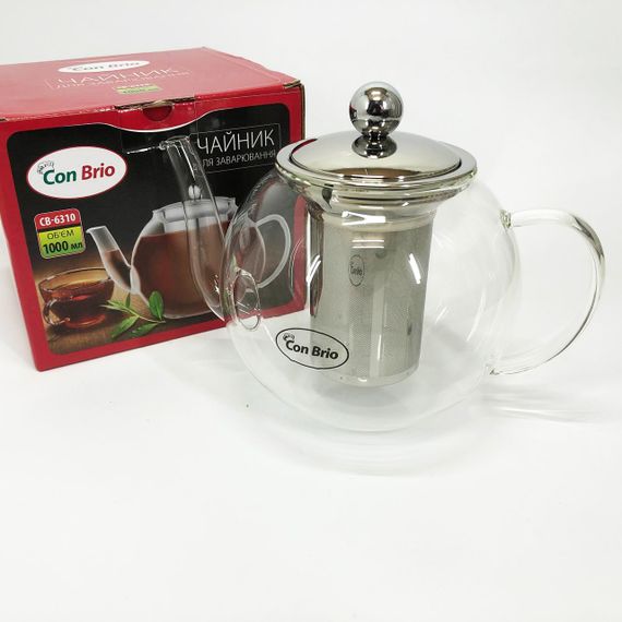 Заварювальний чайник Con Brio 1 л CB-6310, Чайник самовар скляний, Ексклюзивні чайники для заварювання. | Зображення 3