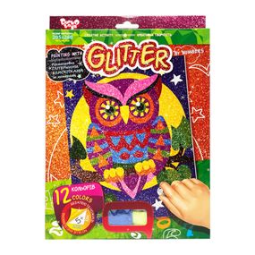 Розмальовка глітерними блискітками за номерами "Сова" РГН-02-03 міні 20,5х26 см