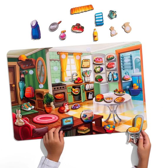 Деревянный пазл-вкладыш "Наведи порядок в комнате и накорми Ваню" (ПСД271) PSD271 | Зображення 6