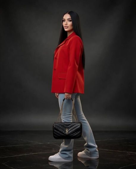 Женский пиджак SOLINNA SFH-307 oversize классический жакет на подкладке черный/молочный/синий 54-56, Красный | Зображення 4