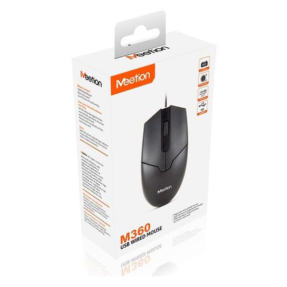 Мышка проводная MEETION Office Mouse RGB M360, черная | Зображення 5